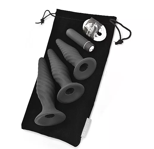 Комплект силиконовых анальных пробок "Ego Stick" с 9 режимами вибрации, IPX6, USB - 11/12,4/14,2 см.