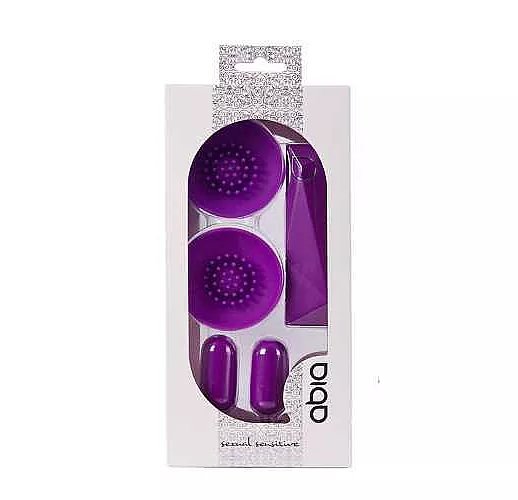 Фиолетовые вибростимуляторы с щёточками для стимуляции клитора и сосков
