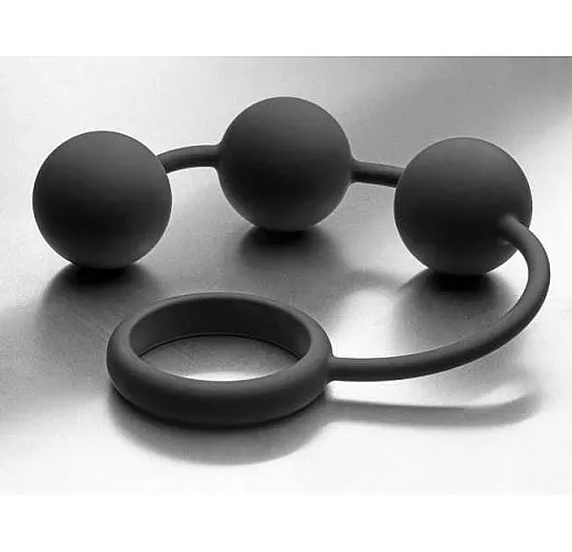 Анальные шарики Tom of Finland Silicone Cock Ring with 3 Weighted Balls