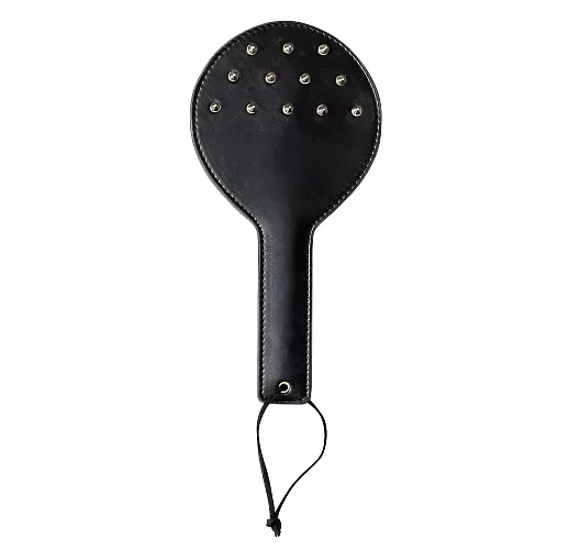 Дерзкая чёрная шлепалка Party Hard "Barb" с металлическими шипами - 30 см.
