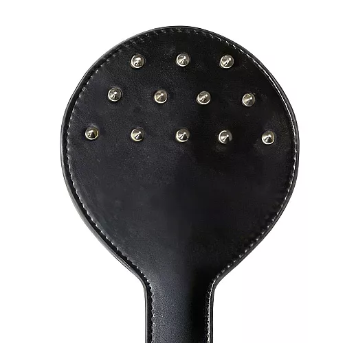 Дерзкая чёрная шлепалка Party Hard "Barb" с металлическими шипами - 30 см.