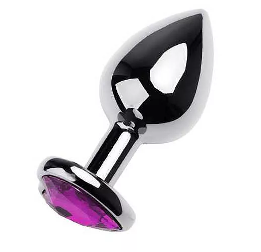 Анальная втулка с фиолетовым стразом-сердцем - 9,5 см. Анальная втулка с фиолетовым стразом-сердцем - 9,5 см.