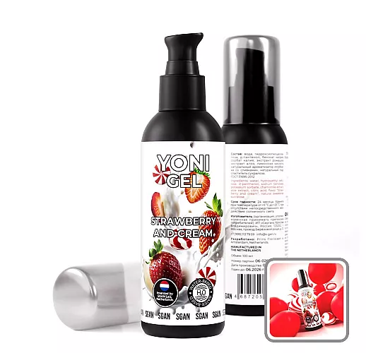 Лубрикант для орального секса S Gan Yoni Gel "Strawberry & Cream" вкус клубники со сливками - 100 мл