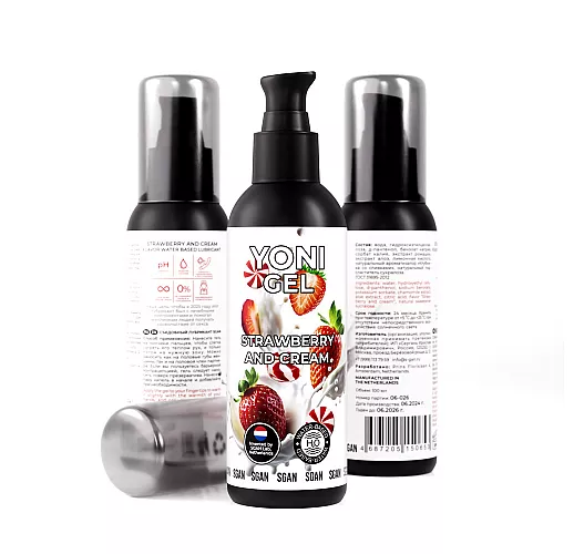 Лубрикант для орального секса S Gan Yoni Gel "Strawberry & Cream" вкус клубники со сливками - 100 мл
