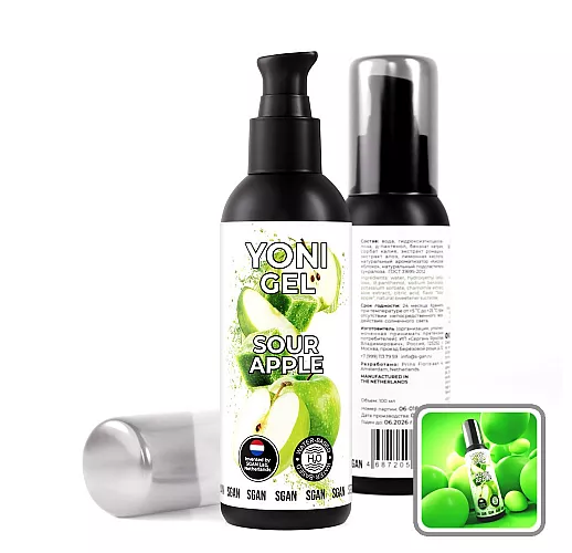 Лубрикант для орального секса S Gan Yoni Gel "Sour Apple" со вкусом кислого яблока - 100 мл.