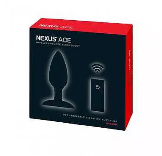 Чёрная вибровтулка NEXUS ACE MEDIUM с дистанционным управлением - 12 см.