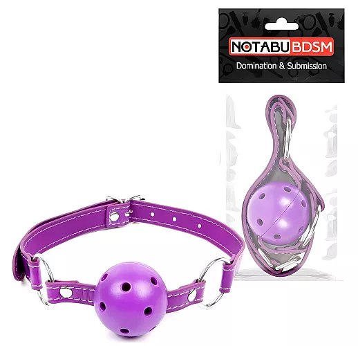 Фиолетовый кляп-шарик Notabu "Ball Gag Classic" с отверстиями для дыхания на регулируемом ремешке Фиолетовый кляп-шарик Notabu "Ball Gag Classic" с отверстиями для дыхания на регулируемом ремешке