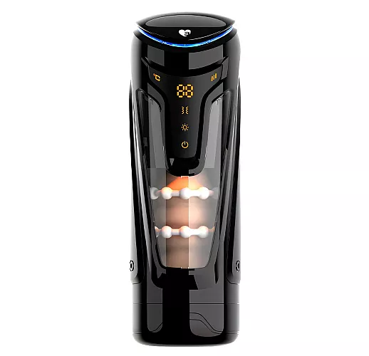 Автоматический кибер-мастурбатор Amovibe "Warrior" c фрикциями, бусинами, вибрацией, нагревом, USB