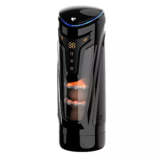 Автоматический кибер-мастурбатор Amovibe "Warrior" c фрикциями, бусинами, вибрацией, нагревом, USB