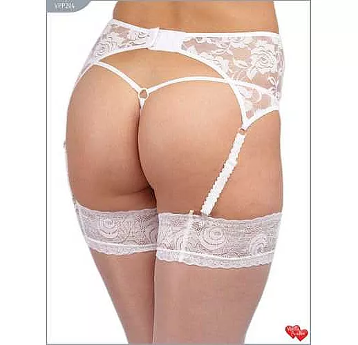 Широкий кружевной пояс и контактные трусики-стринги с цветочным узором L-XL белый