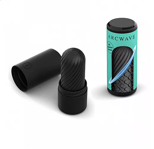 Чёрный двусторонний мастурбатор Arcwave "Ghost Pocket Stroker Black" из силикона "CleanTech"